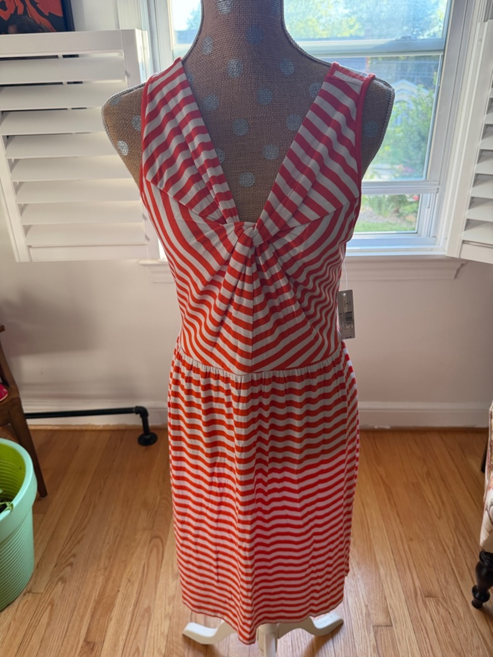 new directions Red and White Striped Midi Dress